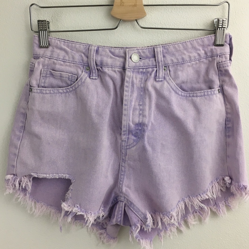 SALE   
Lavender High Rise Frayed Button Fly Shorts